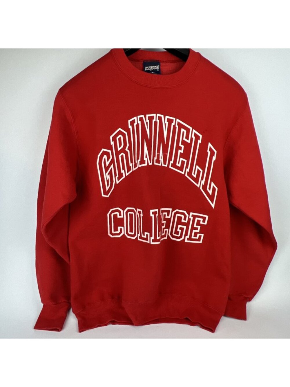 Vintage Jansport Grinnell College Sweatshirt – Men’s Large Red USA Made Crewneck - Picture 1 of 6